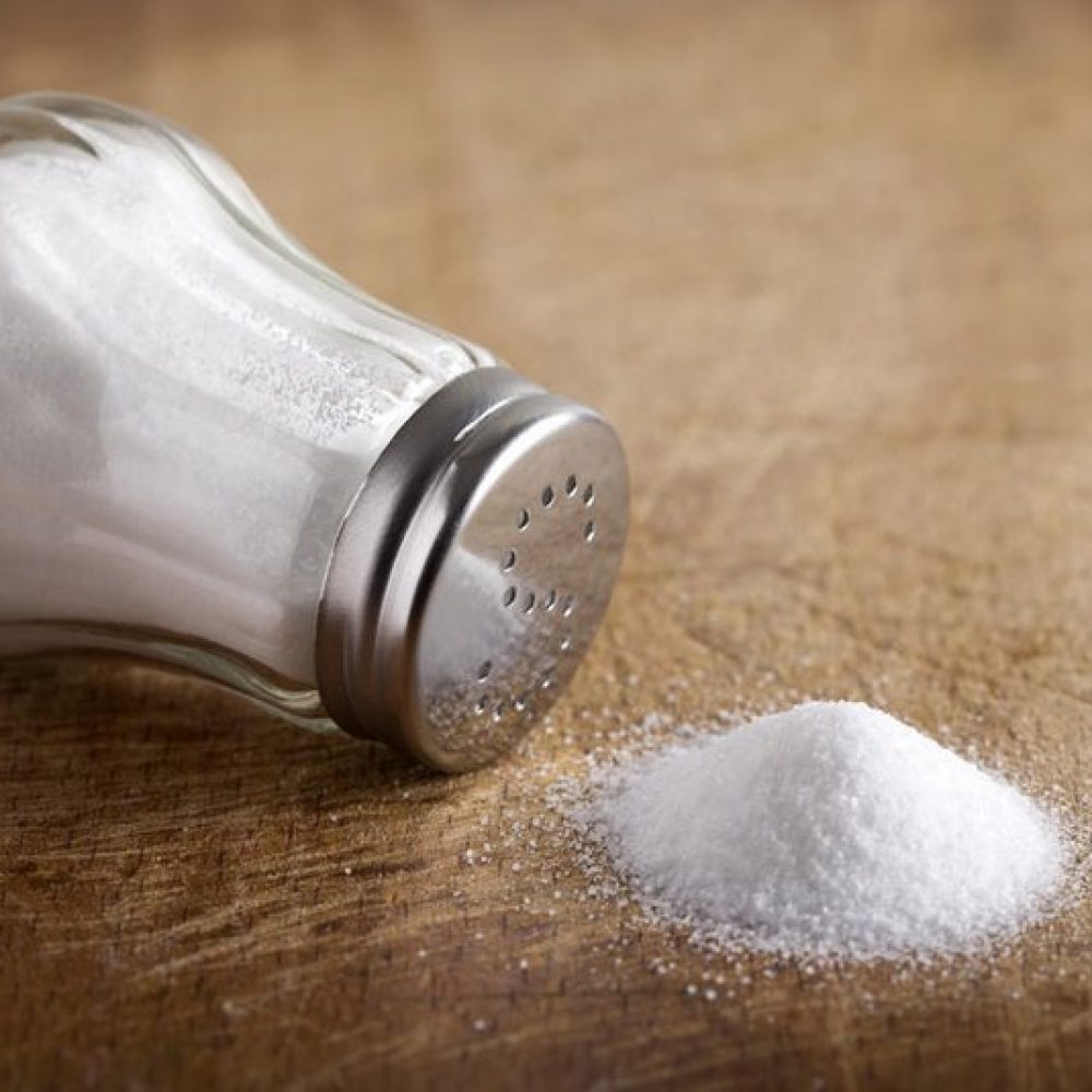 salt in wooden small plate